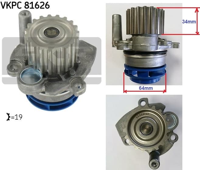 Water pump cooling system SKF VKPC81626 - image 2