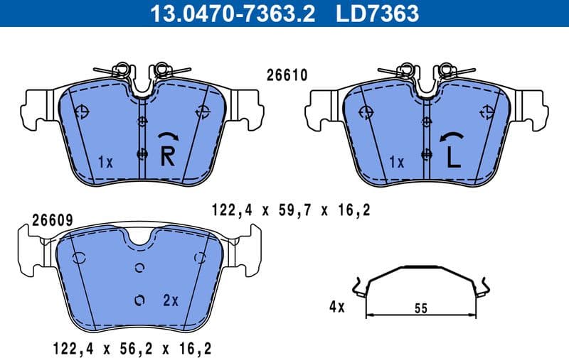 Brake Pad Set, disc brake ATE Ceramic 13.0470-7363.2