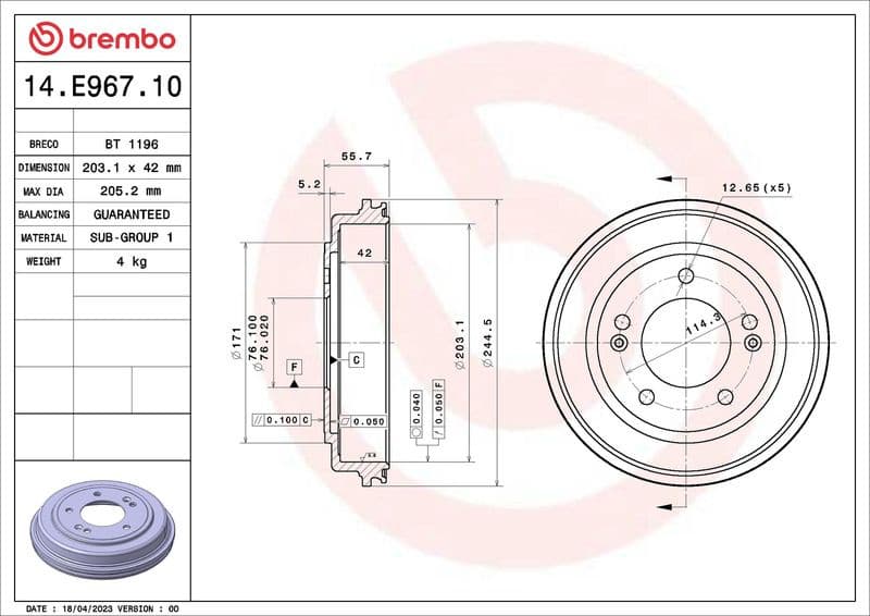Brake Drum ESSENTIAL LINE 14.E967.10