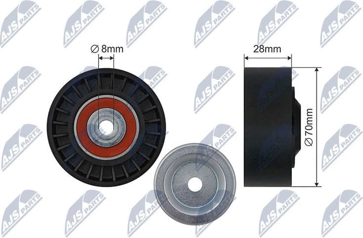 Deflection/Guide Pulley, V-ribbed belt RNK-AU-064