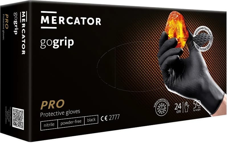 Nitrilinės vienkartinės pirštinės XXL juodos ( 50vnt.) MERCATOR GO-GRIP - image 5