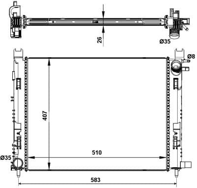 Radiator, engine cooling 58443