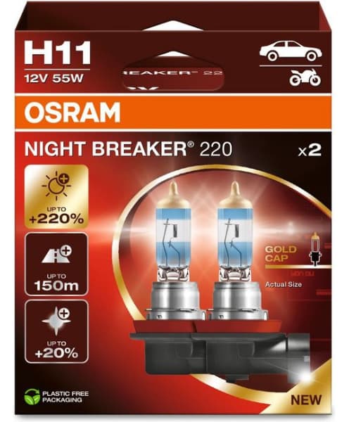 Osram Bulbs H11 12V NIGHT BREAKER +220% kompl. 2vnt - Autoera