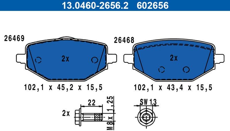 Brake Pad Set, disc brake 13.0460-2656.2