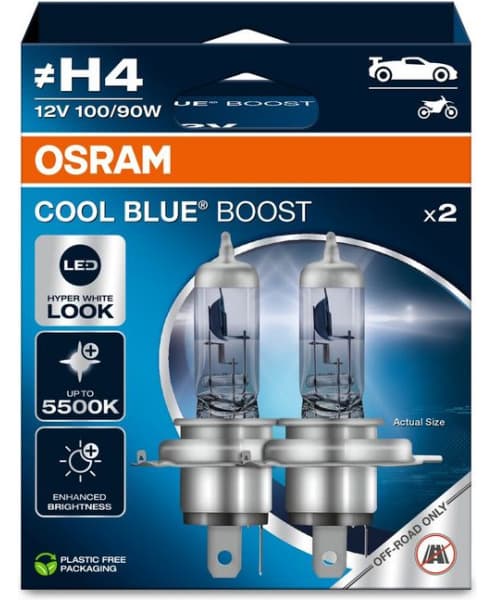 Osram Bulbs H4 COOL BLUE BOOST Next Gen. 2vnt - 62193CBB-2HB