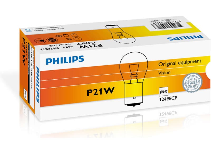 Lemputė 12V 21W BA15s  - 12498CP (PHILIPS) - Autoera