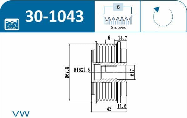 Freewheel clutch alternator 30-1043 - image 4