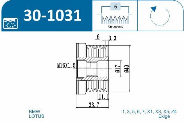 Freewheel clutch alternator 30-1031 - image 3