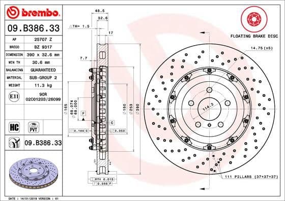 Brake Disc PRIME LINE - Floating 09.B386.33
