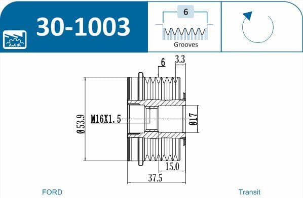 Freewheel clutch alternator 30-1003 - image 3