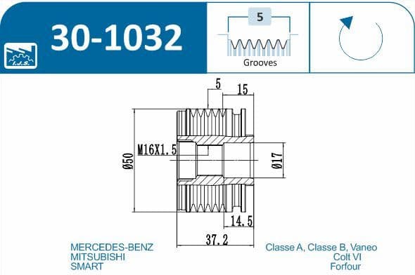 Freewheel clutch alternator 30-1032 - image 3