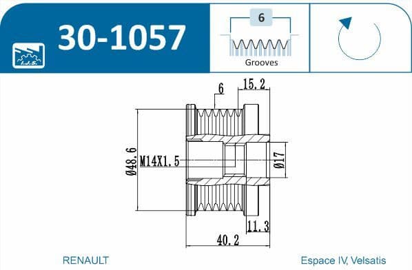 Freewheel clutch alternator 30-1057 - image 3