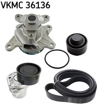 Water Pump + V-ribbed Belt Kit VKMC 36136