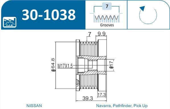 Freewheel clutch alternator 30-1038 - image 3