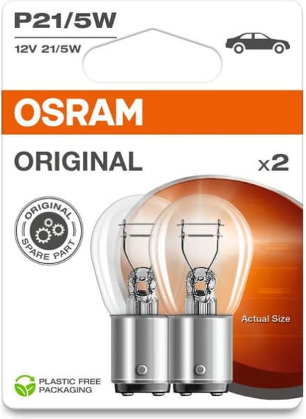 Osram Bulbs P21/5W 12V BAY15D 2vnt - 7528-2BL (OSRAM) - Autoera