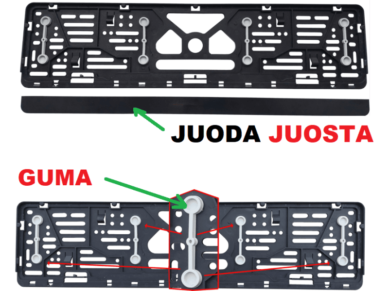 Naujos konstrukcijos numerių rėmelis R22 (juodas) - REM-R22-2