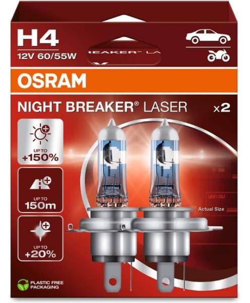 Osram Bulbs H4 NIGHT BREAKER LASER +150% - 64193NL-2HB