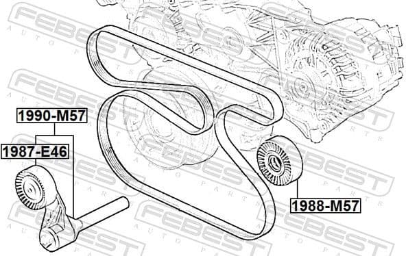Deflection/Guide Pulley, V-ribbed belt 1988-M57 - image 2