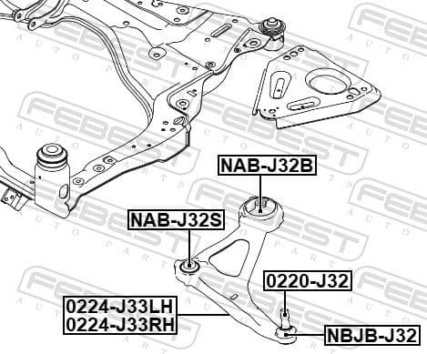 Control/Trailing Arm, wheel suspension 0224-J33RH