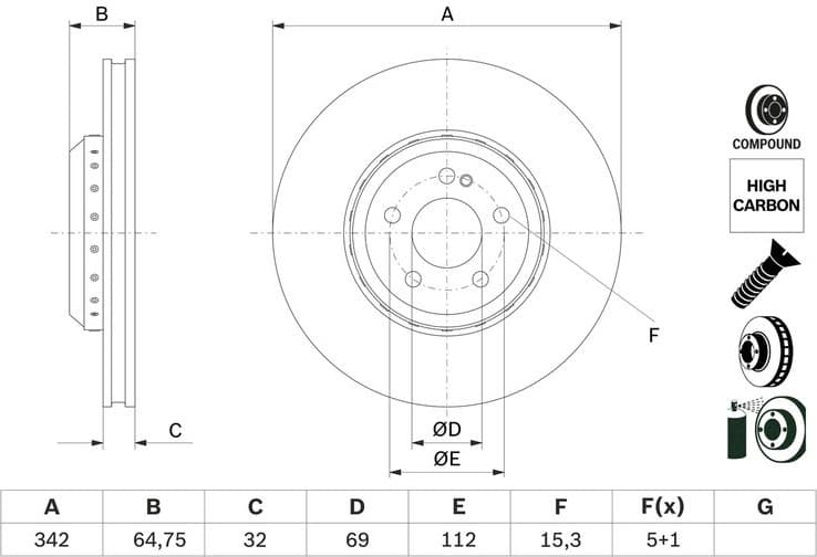 Brake Disc 0 986 479 G35 - image 2