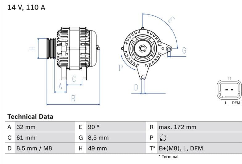 Alternator 0986080330 - image 3