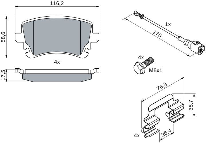 Brake Pad Set, disc brake 0986494583 - image 4
