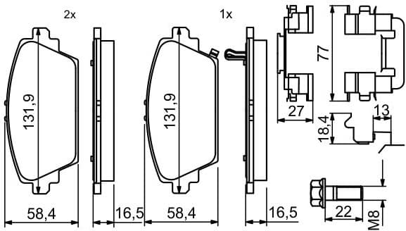 Brake Pad Set, disc brake 0986494633 - image 2