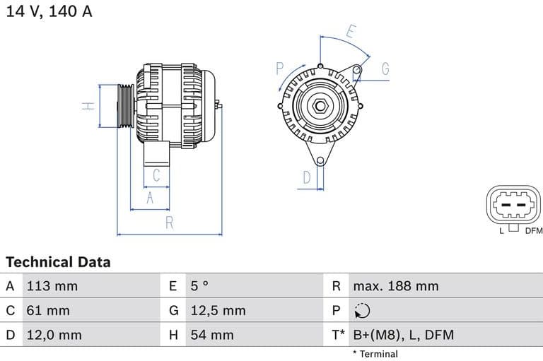 Alternator 0986080380 - image 3