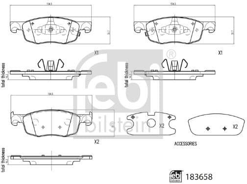 Brake Pad Set, disc brake 183658