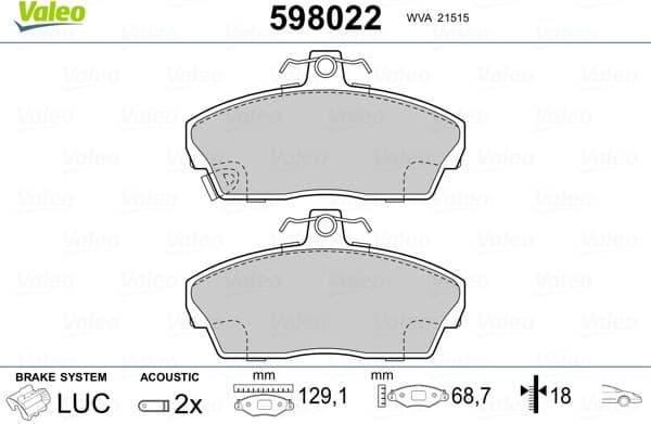 Brake Pad Set, disc brake 598022