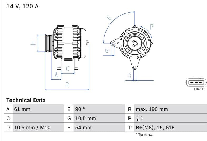 Alternator 0986044841 - image 2