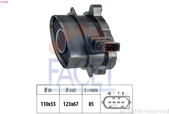 Mass Air Flow Sensor Made in Italy - OE Equivalent 10.1005