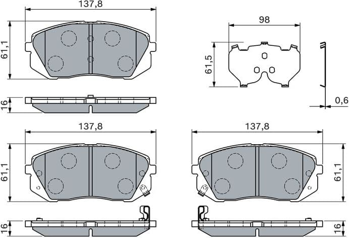 Brake Pad Set, disc brake 0 986 460 121