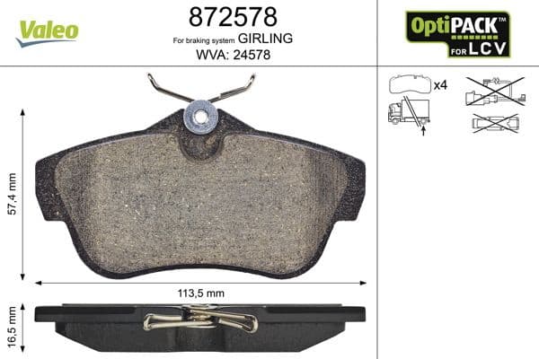 Brake Pad Set, disc brake OPTIPACK for LCV 872578