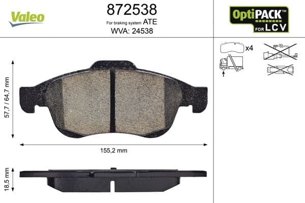 Brake Pad Set, disc brake OPTIPACK for LCV 872538