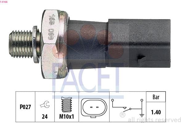 Oil Pressure Switch Made in Italy - OE Equivalent 7.0168