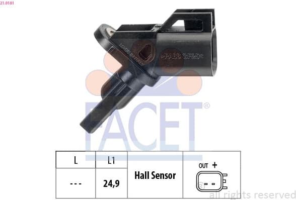 Sensor, wheel speed Made in Italy - OE Equivalent 21.0181