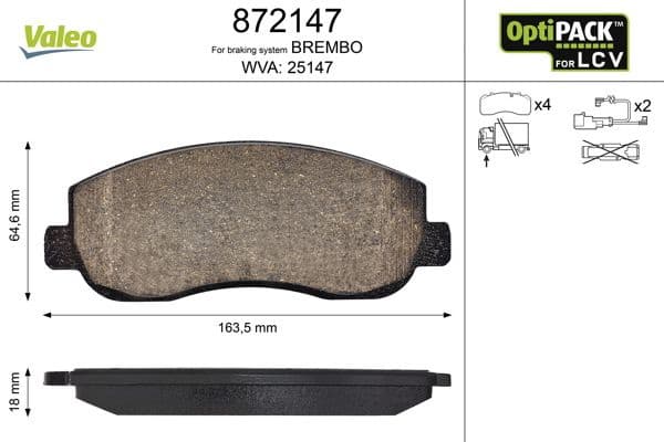 Brake Pad Set, disc brake OPTIPACK for LCV 872147