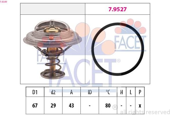 Thermostat, coolant Made in Italy - OE Equivalent 7.8549