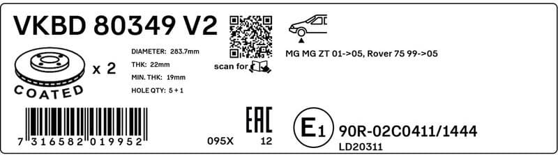 Brake Disc VKBD80349V2 - image 3