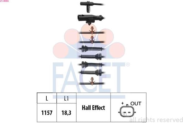 Sensor, wheel speed Made in Italy - OE Equivalent 21.0065