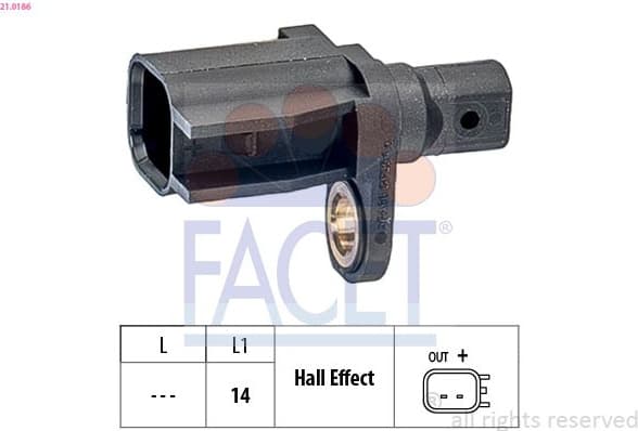 Sensor, wheel speed Made in Italy - OE Equivalent 21.0186