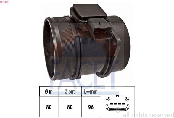 Mass Air Flow Sensor Made in Italy - OE Equivalent 10.1303