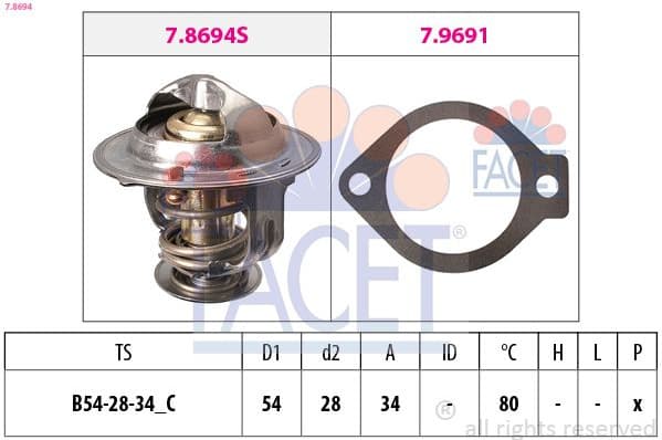Thermostat, coolant Made in Italy - OE Equivalent 7.8694