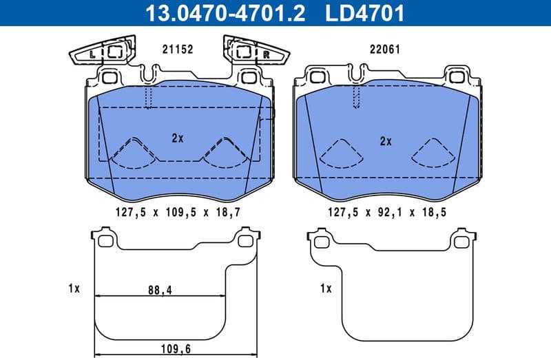 Brake Pad Set, disc brake ATE Ceramic 13.0470-4701.2