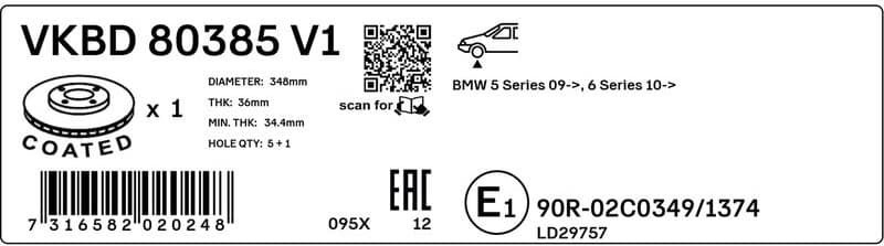 Brake Disc VKBD80385V1 - image 3