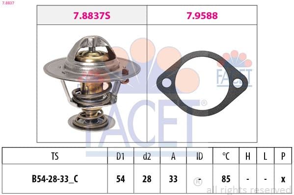 Thermostat, coolant Made in Italy - OE Equivalent 7.8837