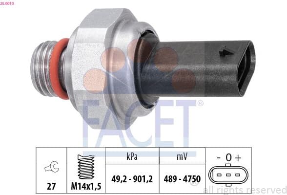 Sensor, exhaust pressure Made in Italy - OE Equivalent 25.0010