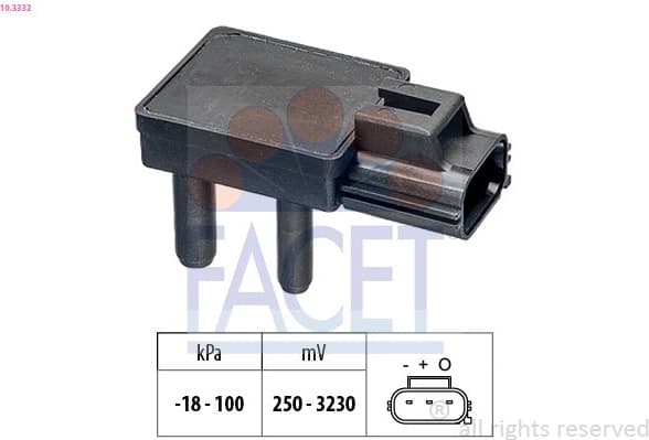 Sensor, exhaust pressure Made in Italy - OE Equivalent 10.3332