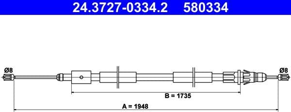 Cable Pull, parking brake 24.3727-0334.2